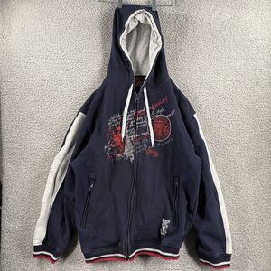 Vintage Y2K Paco Jeans Hoodie XL Extra Large Full Zip Grunge Embroidered Blue